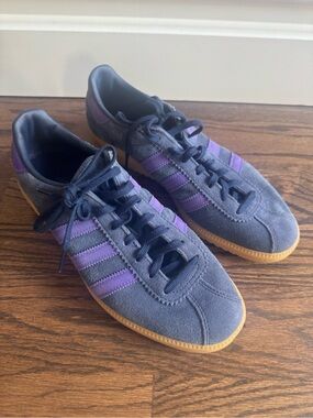 adidas Bermuda Men’s Navy and Purple Suede Sneakers with Gum Sole